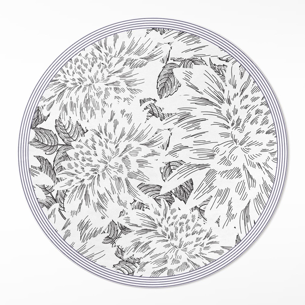 Kerek vinil szőnyeg Vázlat virágok stílusos rét