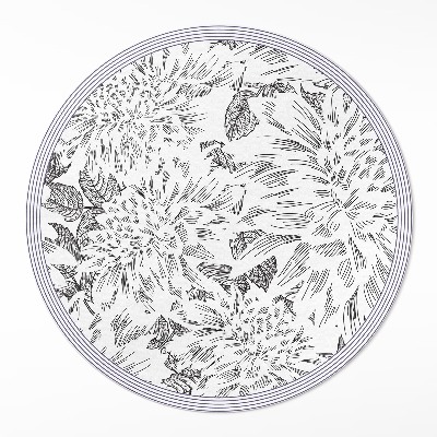 Kerek vinil szőnyeg Vázlat virágok stílusos rét