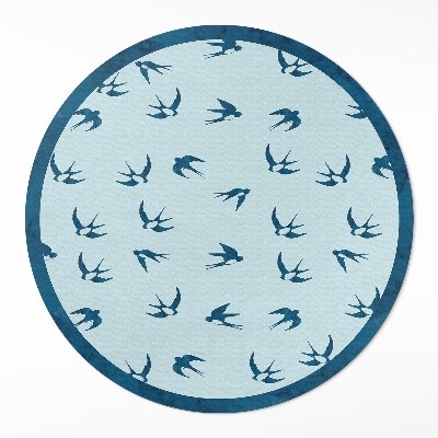 Kerek műanyag szőnyeg Apró levelek kék háttéren