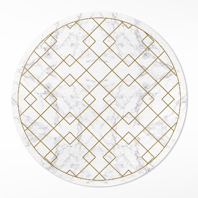 Kerek műanyag szőnyeg Fésűs virágok világos márványon