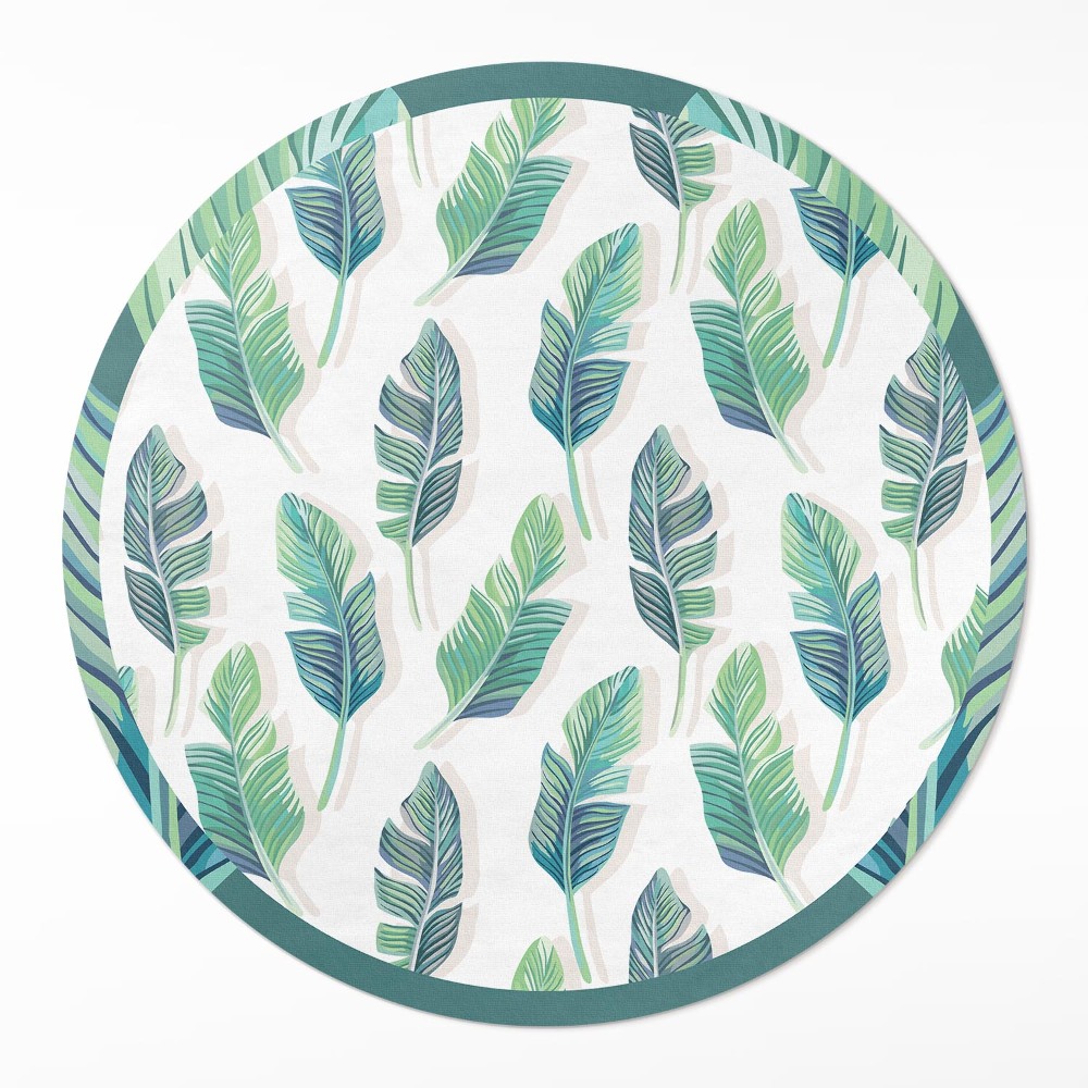 Kerek pvc szőnyeg Boho tollak finom stílusban