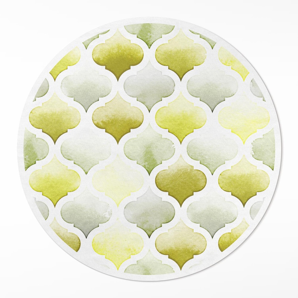 Kerek vinil szőnyeg Marokkói citrom akvarell mozaik