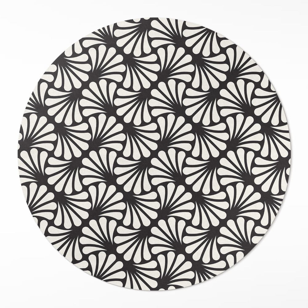 Kerek pvc szőnyeg Geometrikus ginkgo levelek artdeco csillogás