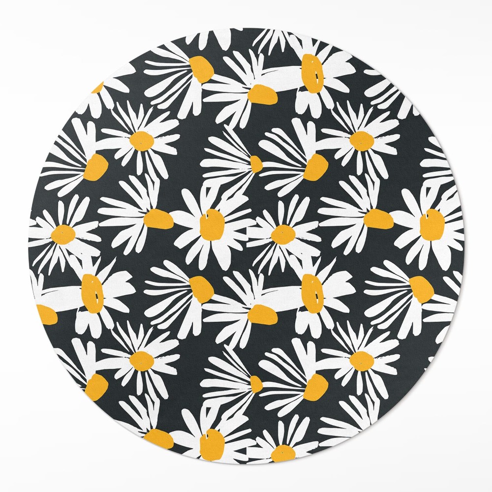 Kerek műanyag szőnyeg Festett százszorszép mező virágok