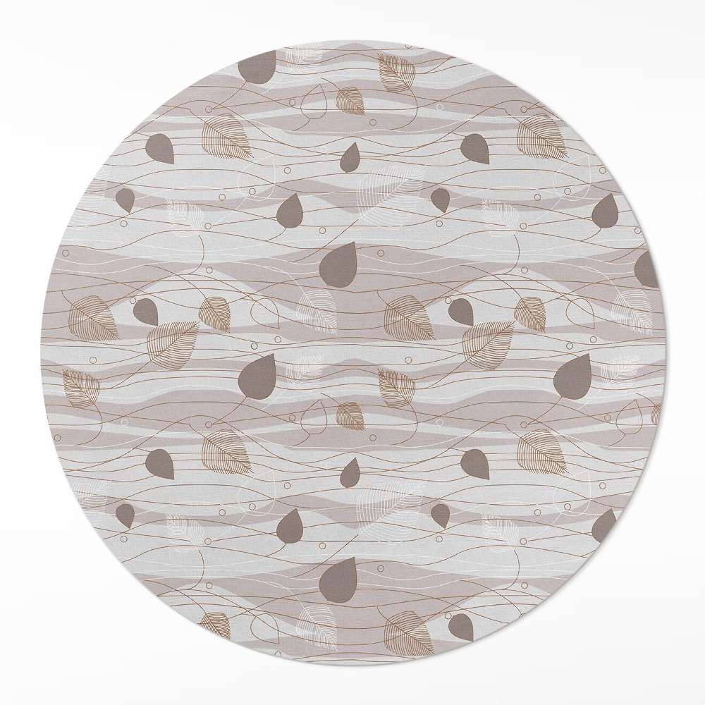 Kerek pvc szőnyeg Boho levelek a háttérben a hullámok illusztráció