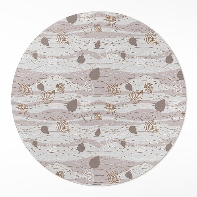 Kerek pvc szőnyeg Boho levelek a háttérben a hullámok illusztráció