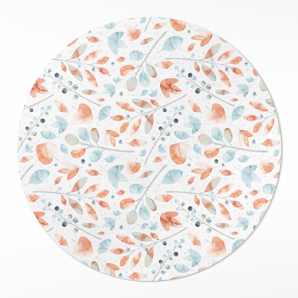 Kerek vinil szőnyeg Akvarell ágak és boho levelek