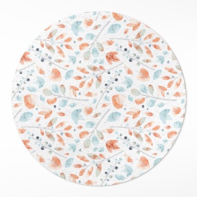 Kerek vinil szőnyeg Akvarell ágak és boho levelek