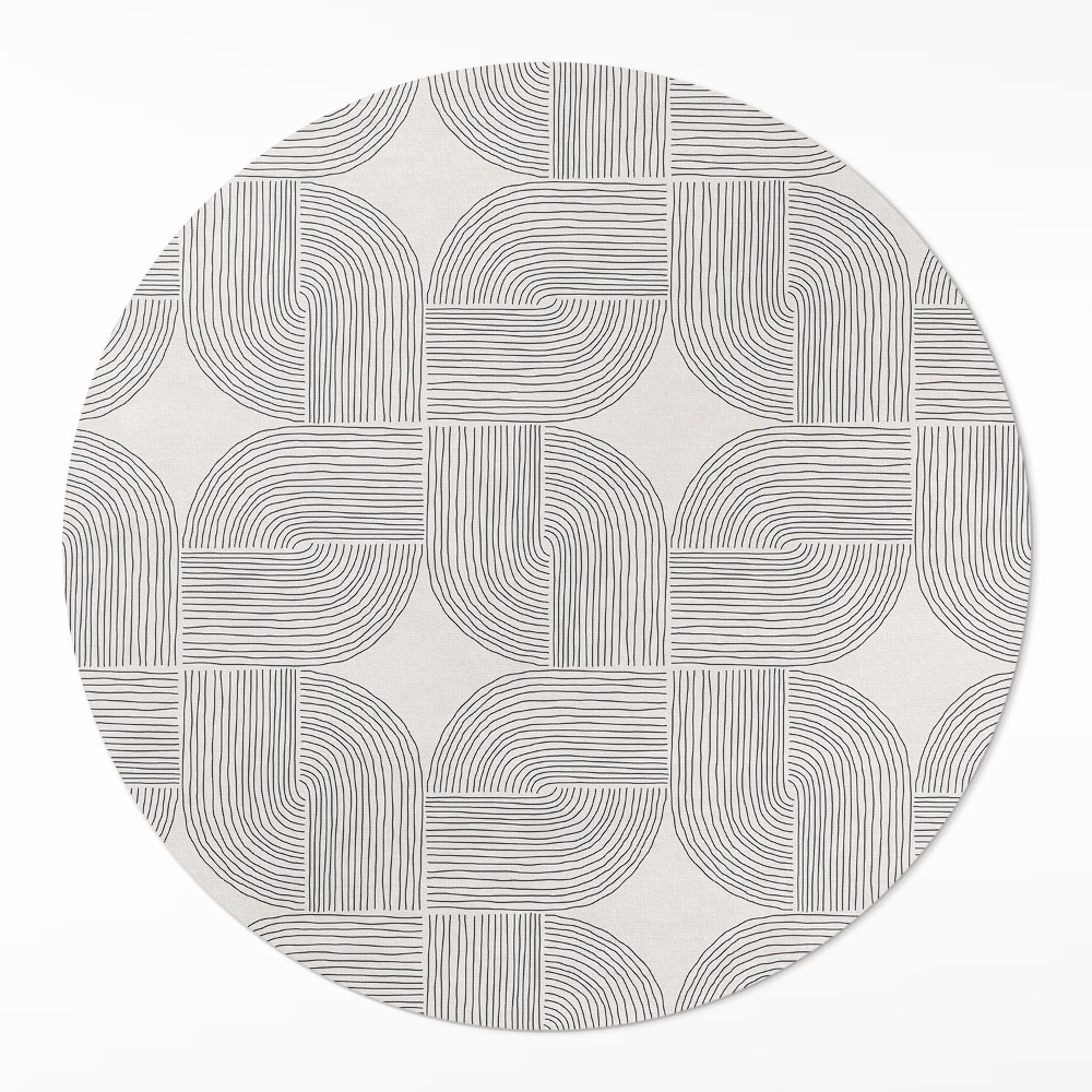 Kerek pvc szőnyeg Lineáris kockás dekoratív minta vintage