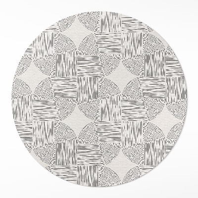 Kerek pvc szőnyeg Lineáris kockás dekoratív minta vintage