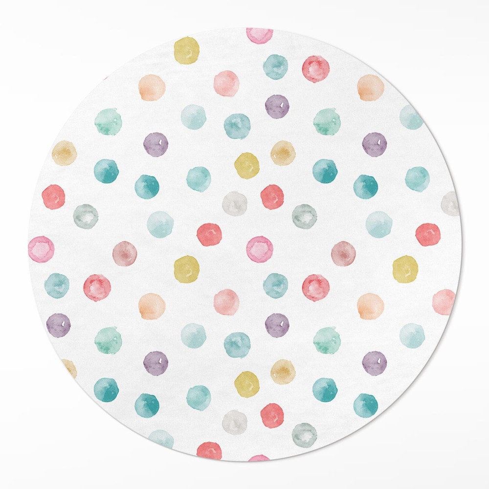 Kerek műanyag szőnyeg festett pöttyök akvarell boho