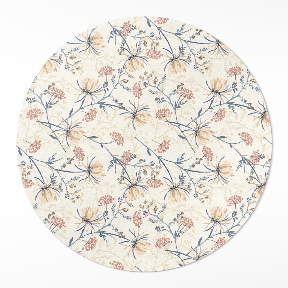 Kerek pvc szőnyeg Virágos rét finom boho minta