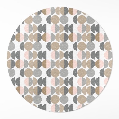Kerek műanyag szőnyeg Körök és félholdak geometrikus retro minta