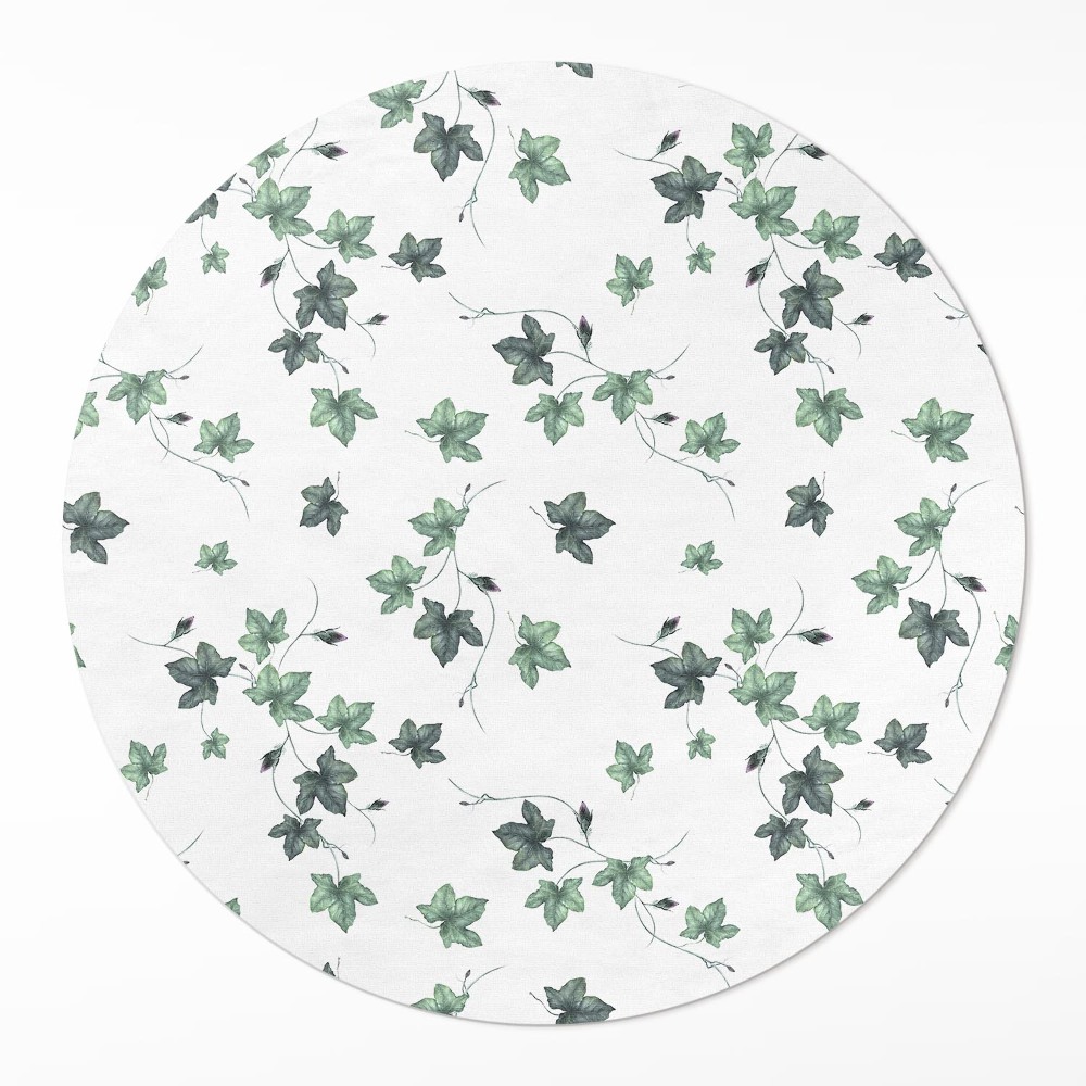 Kerek vinil szőnyeg Kis levelek növényi motívumok