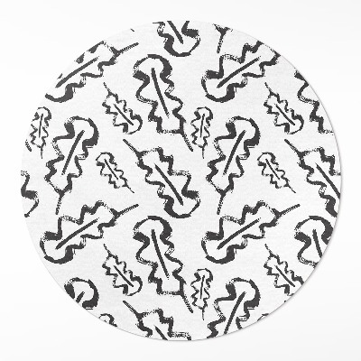 Kerek vinil szőnyeg Festett levelek minimalista stílusban