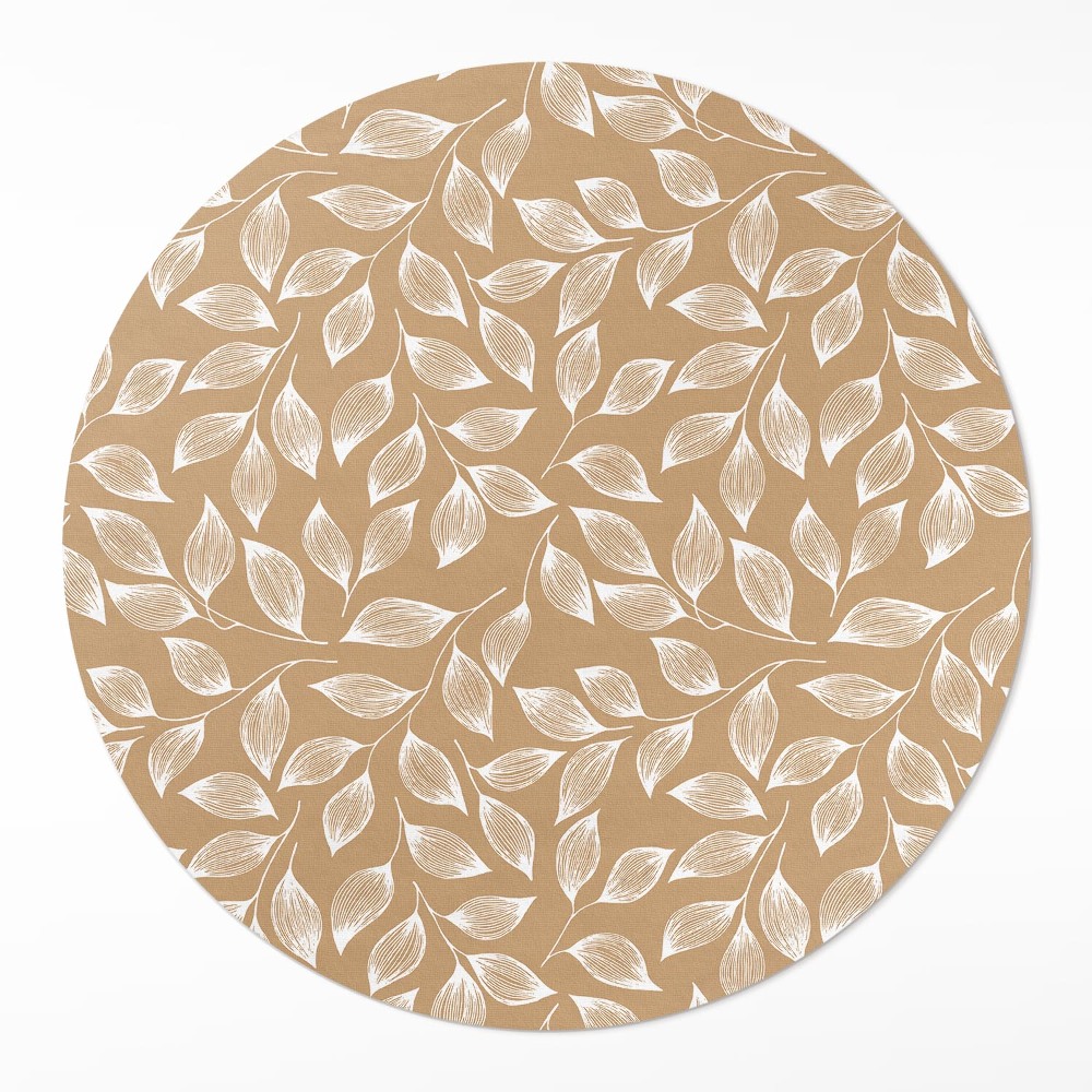 Kerek műanyag szőnyeg Boho lineáris ágak levelekkel