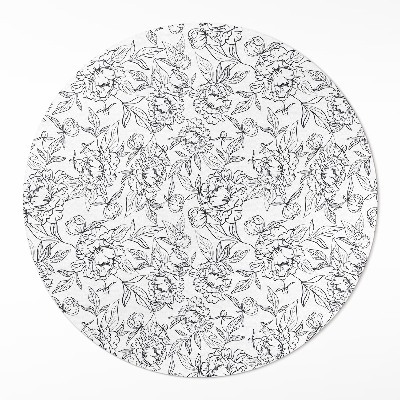 Kerek pvc szőnyeg Pünkösdi virágok és szüreti levelek vázlata