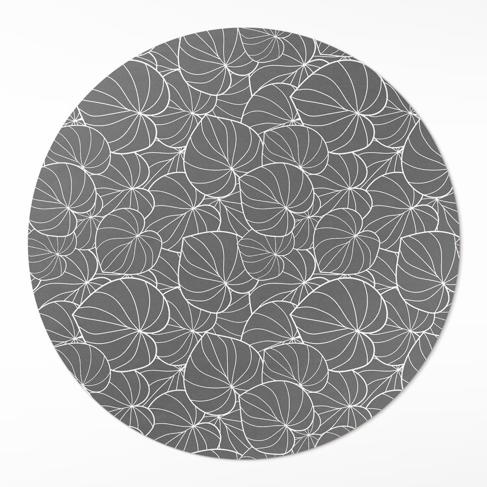 Kerek pvc szőnyeg Lineáris levelek boho design