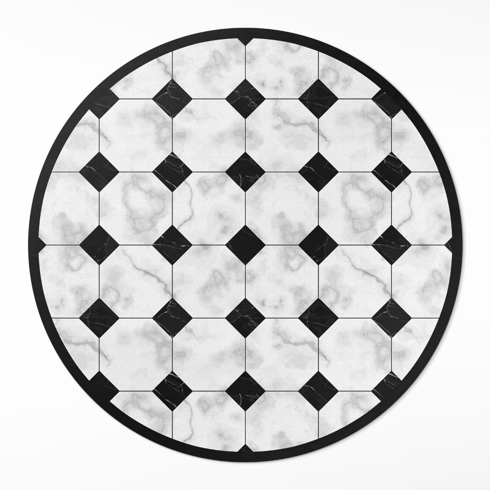 Kerek műanyag szőnyeg Divatos márványozott mintás csempe