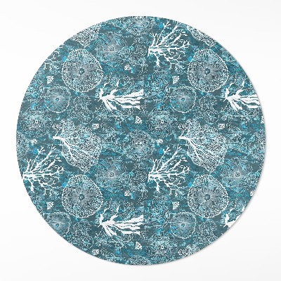 Kerek műanyag szőnyeg A tengeri flóra és fauna által inspirált minta