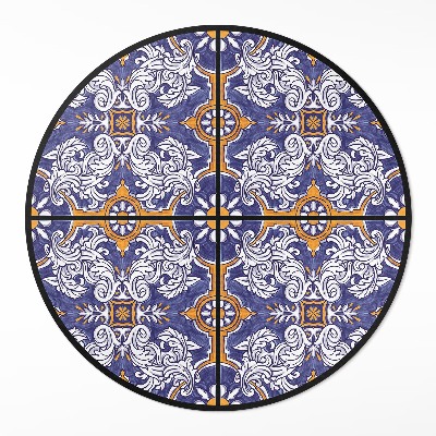 Kerek műanyag szőnyeg Stílusos csempék virágos díszekkel