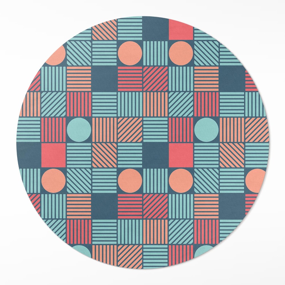 Kerek vinil szőnyeg Retro vintage geometriai minta