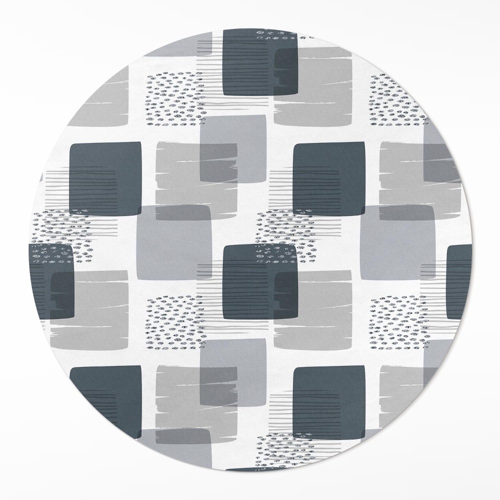 Kerek műanyag szőnyeg Festett retro négyzetek