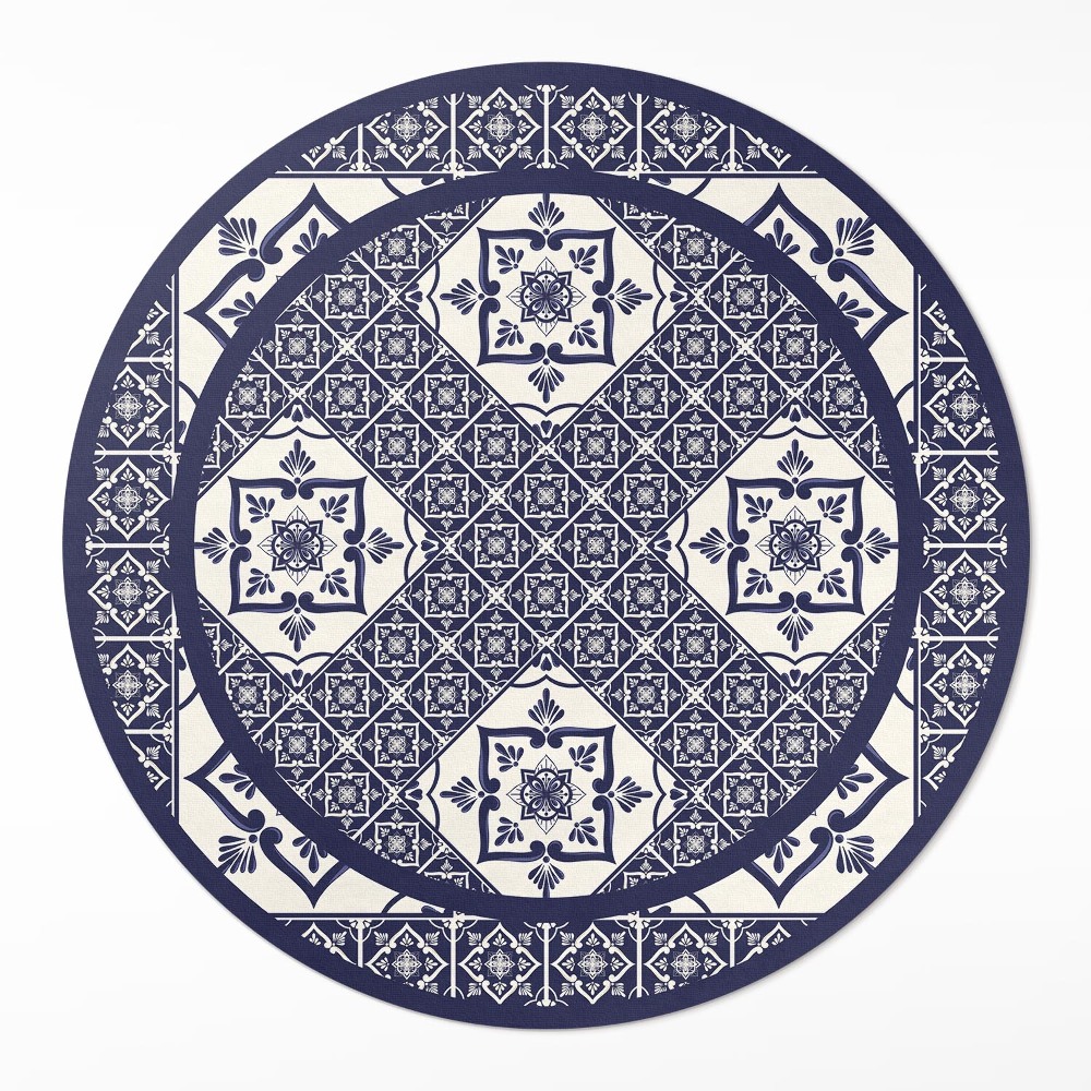 Kerek pvc szőnyeg Dekoratív csempe portugál stílusban