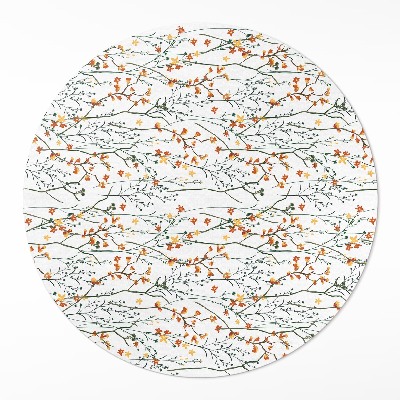 Kerek vinil szőnyeg Virágok és gallyak boho stílusban