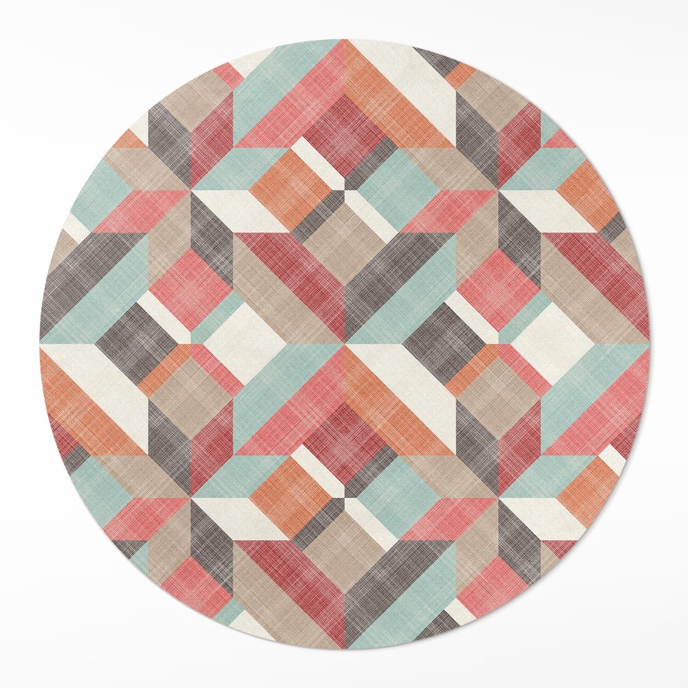 Kerek műanyag szőnyeg Dörzsölt geometriai minta