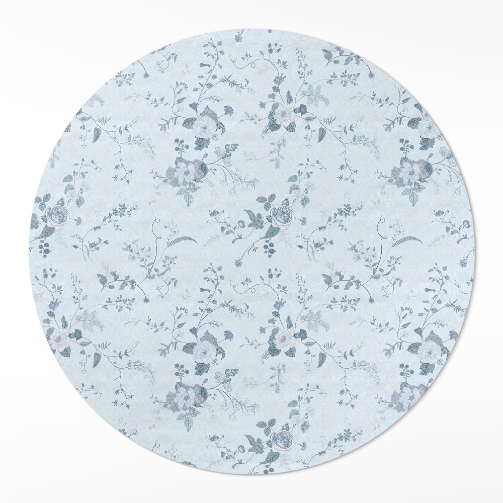 Kerek vinil szőnyeg Festett finom virágok egy réten