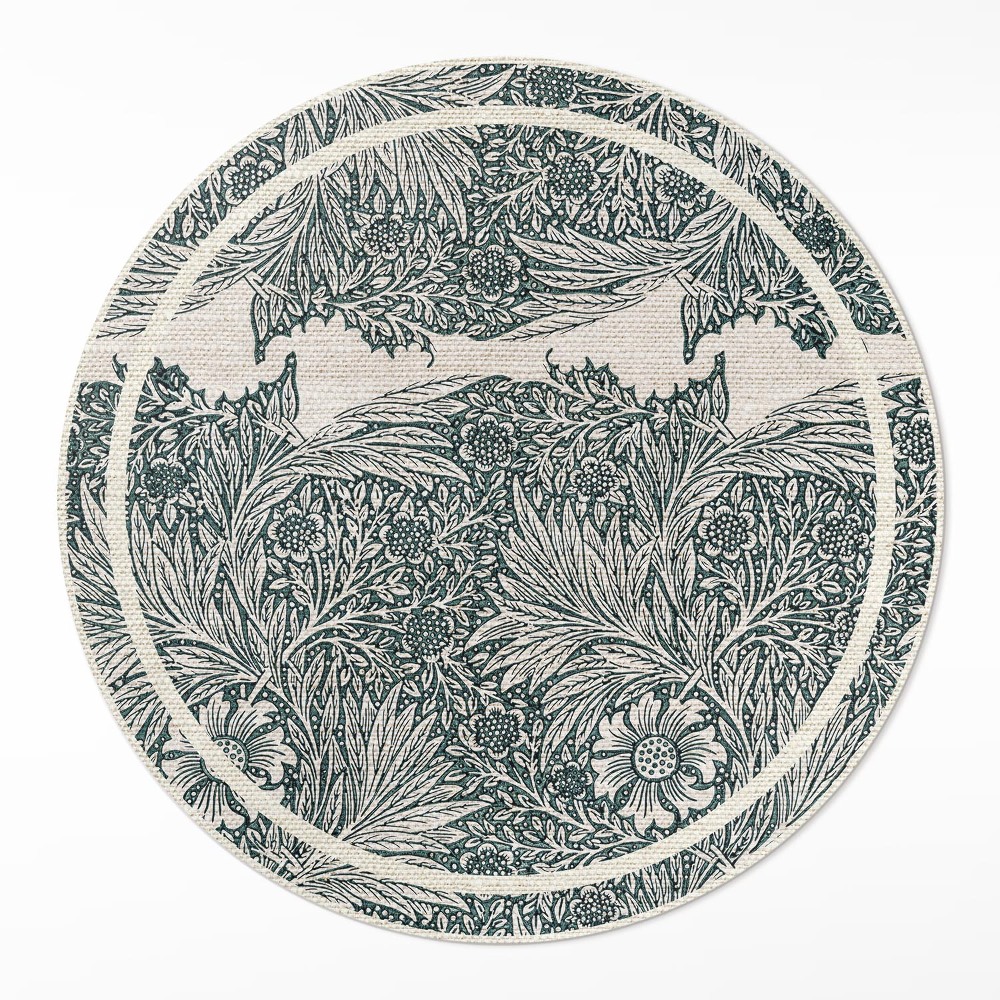 Kerek pvc szőnyeg Virágok William Morris