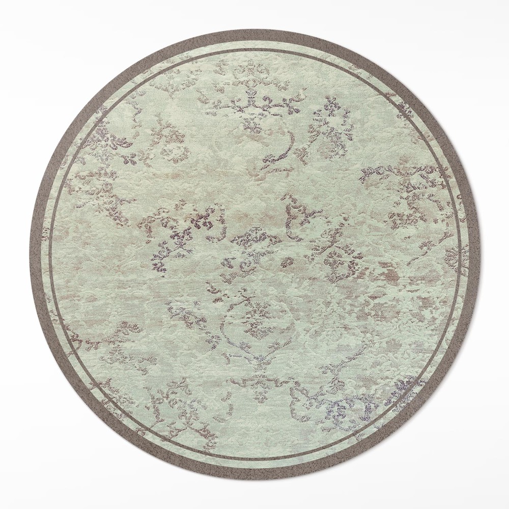 Kerek pvc szőnyeg Kifakult virágmotívumok