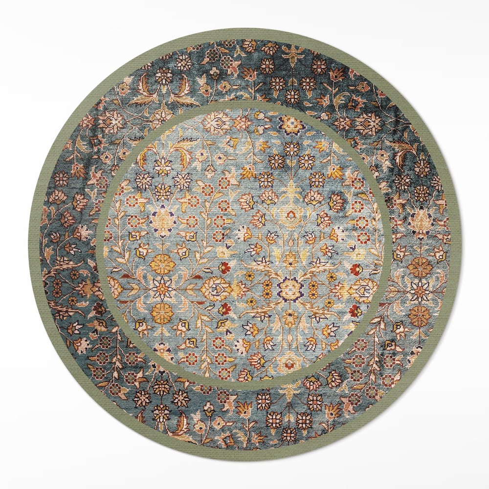 Kerek vinil szőnyeg Vintage növények török stílusban