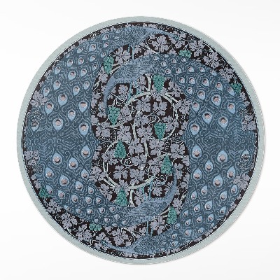 Kerek pvc szőnyeg Kék pávák szőlőben