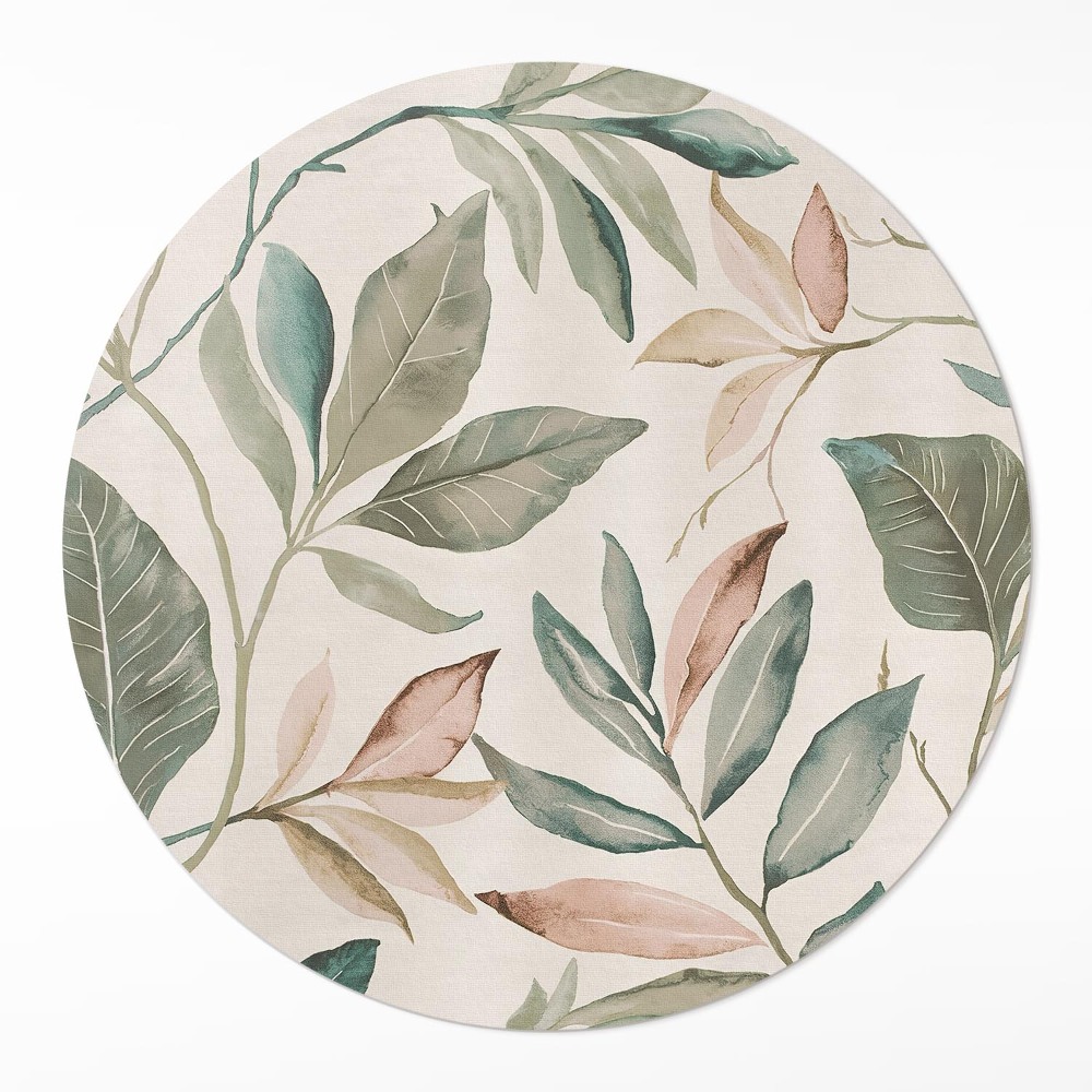 Kerek vinil szőnyeg Finom boho levelek