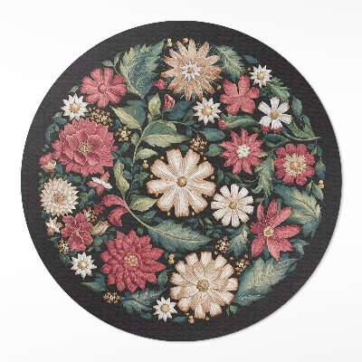 Kerek pvc szőnyeg Mezei virágok pasztell finom növények