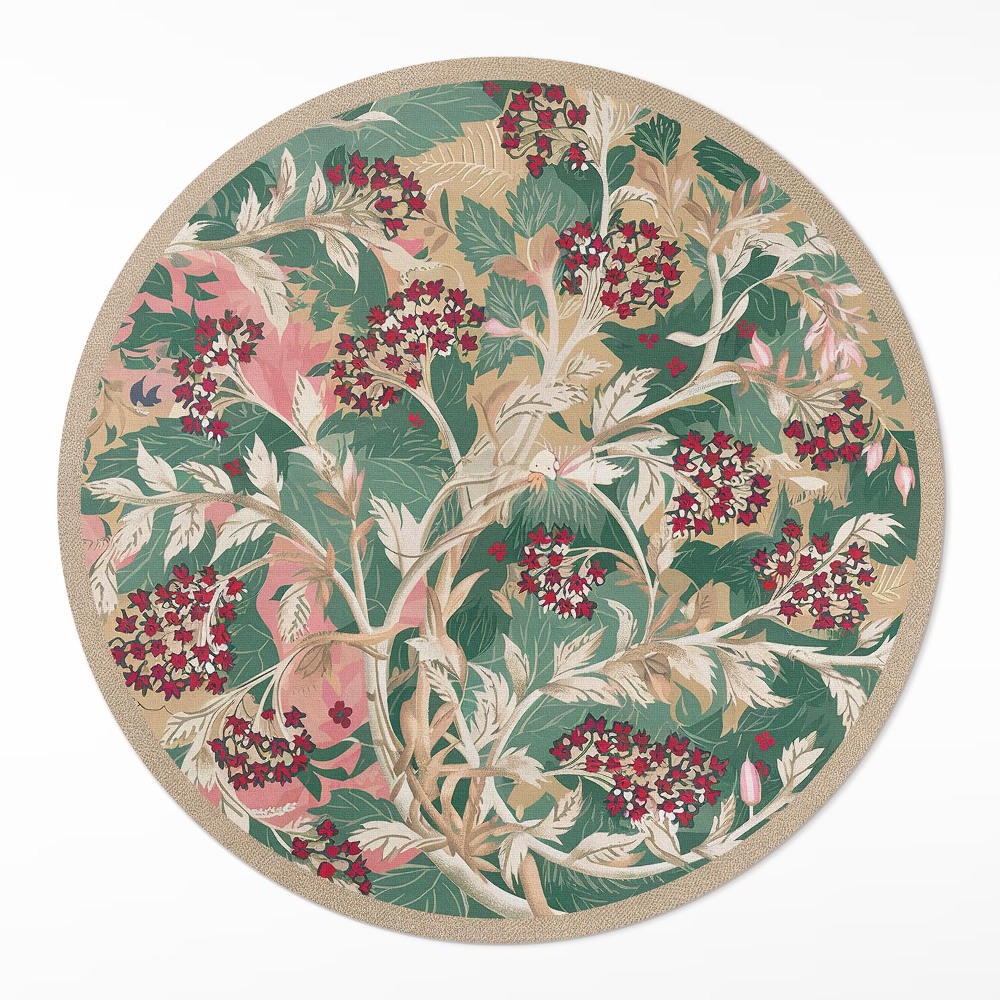 Kerek pvc szőnyeg Grafika vintage növények virágok és levelek