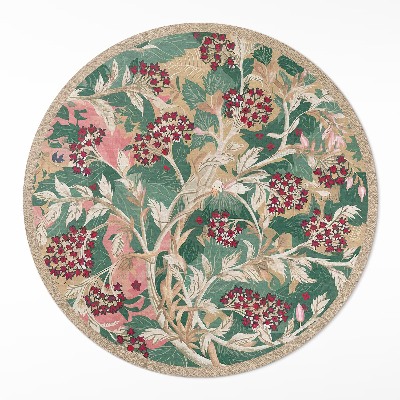 Kerek pvc szőnyeg Grafika vintage növények virágok és levelek