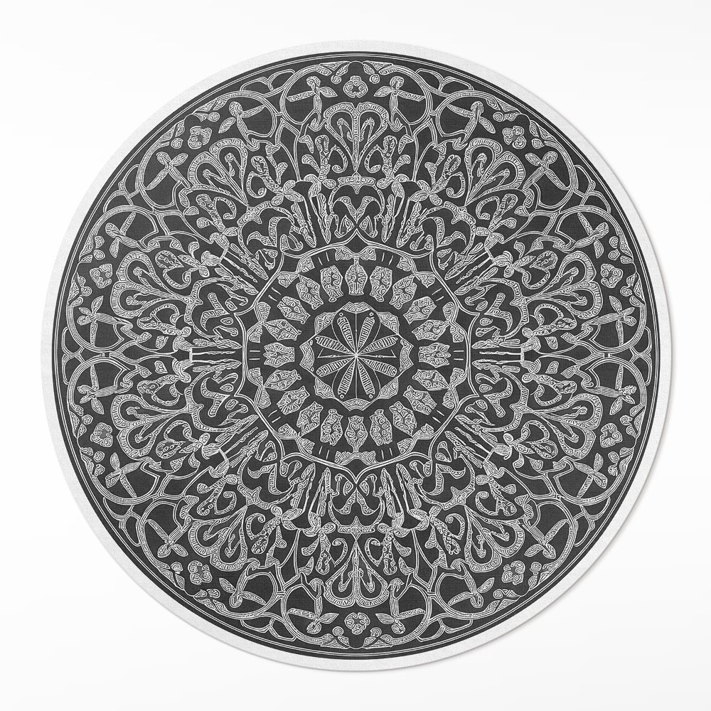 Kerek vinil szőnyeg Keleti mandala geometrikus arabeszk