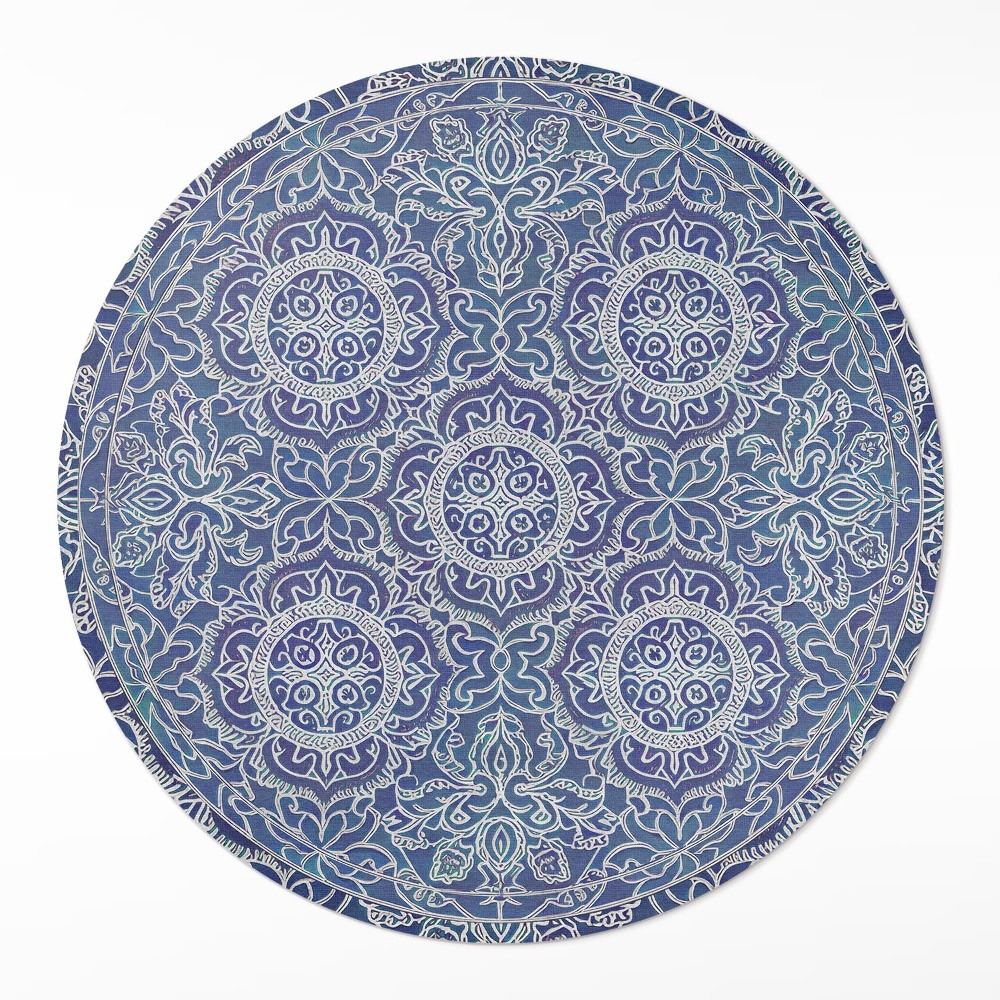 Kerek vinil szőnyeg Gazdagon díszített vintage geometrikus minta