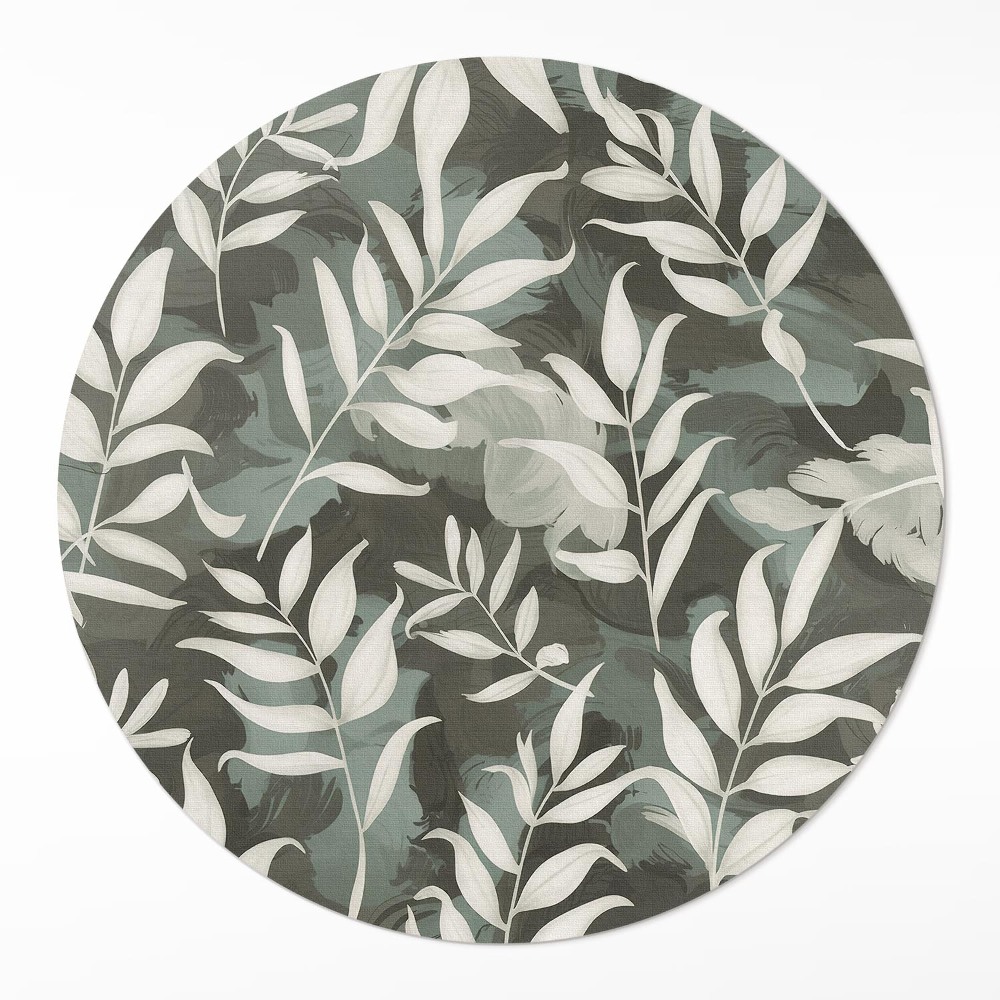 Kerek pvc szőnyeg Fényes finom levelek vintage virágos