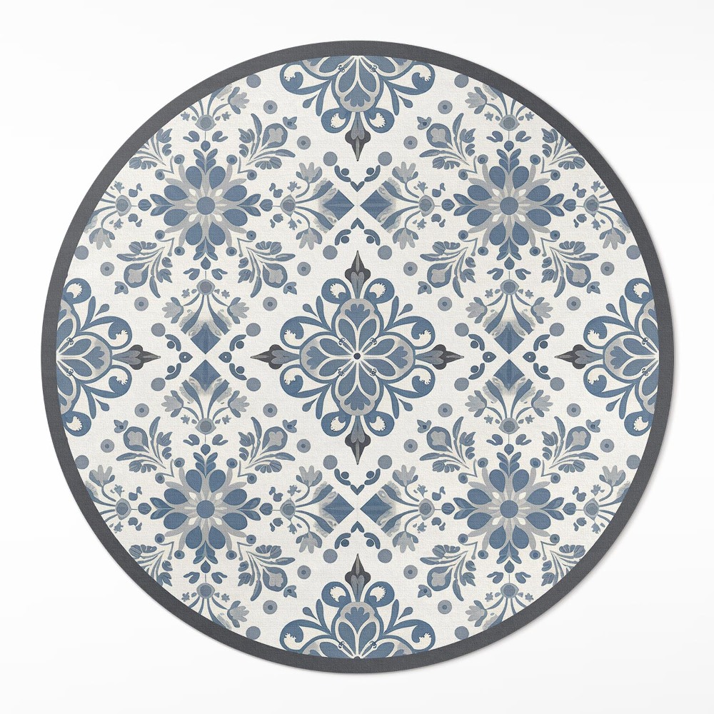 Kerek pvc szőnyeg Dekoratív díszek növényi motívumok vintage