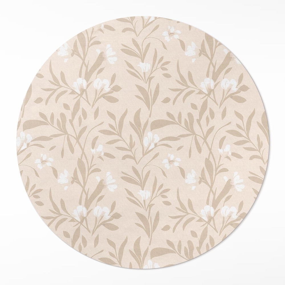 Kerek pvc szőnyeg Finom levelekből és boho virágokból álló finom minta