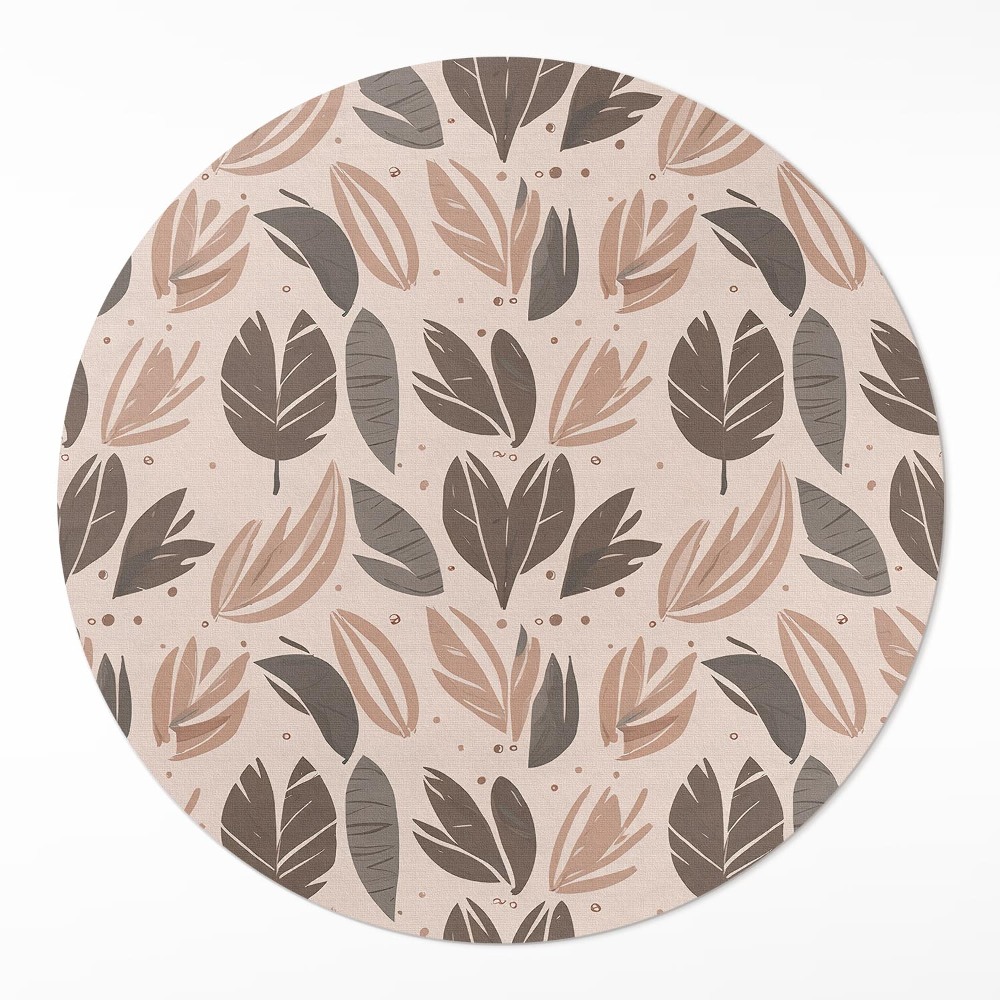 Kerek műanyag szőnyeg Ilustracja boho liści w delikatnych stylu