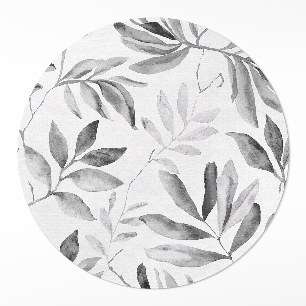 Kerek vinil szőnyeg Akwarelowe monochromatyczne delikatne liście