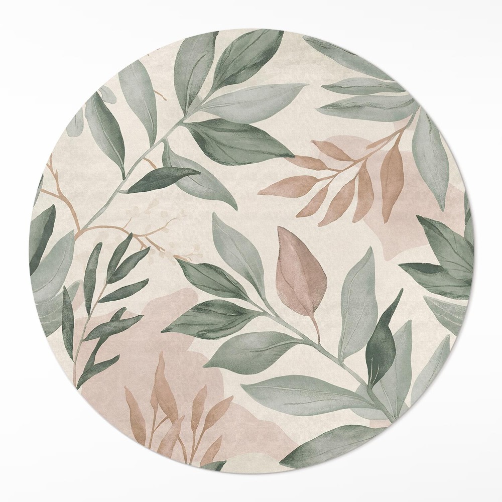 Kerek műanyag szőnyeg Akwarela delikatne gałązki i liście boho