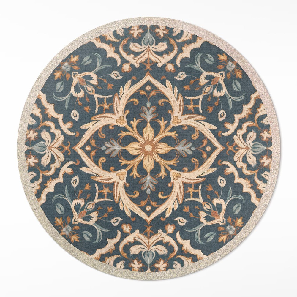 Kerek műanyag szőnyeg Roślinny ornament vintage