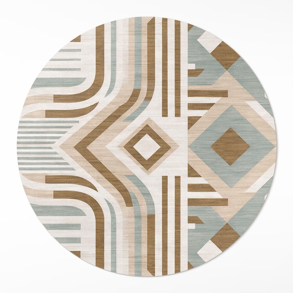 Kerek vinil szőnyeg Boho abstrakcja geometryczna styl indiański