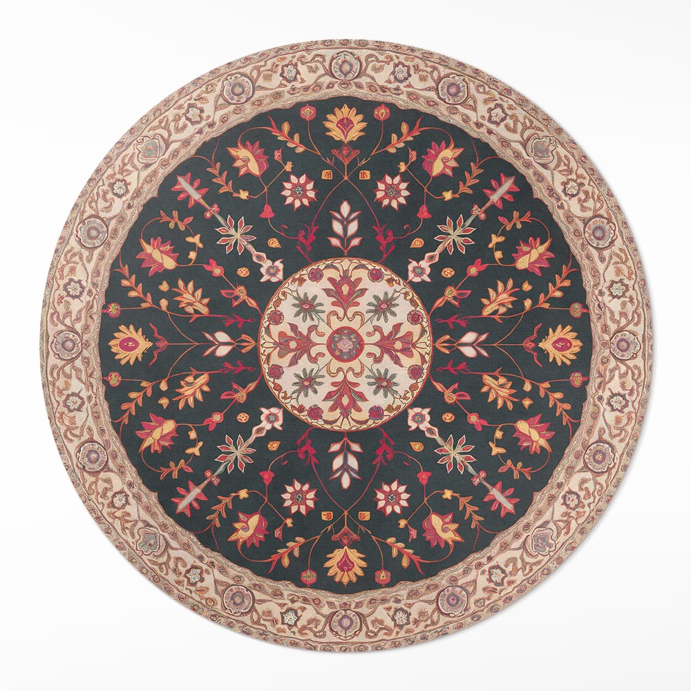 Kerek pvc szőnyeg Roślinny ornament wzór vintage perski